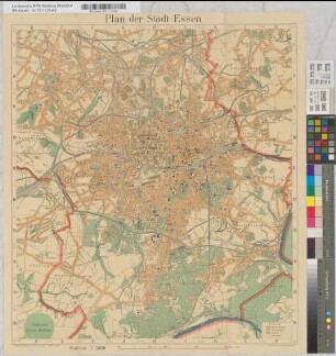 Plan der Stadt Essen. Angefertigt im Stadtvermessungsamt Essen April 1927/Pulchra- Druck von C.G.Blanckertz, Düsseldorf 56