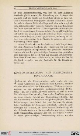 Kunstwissenschaft als Menschheitspsychologie