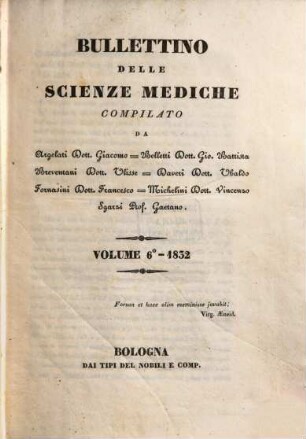 Bullettino delle scienze mediche. 6. 1832