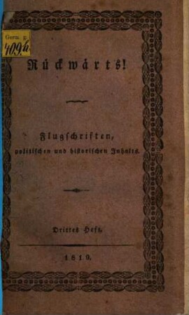 Rückwärts : Flugschriften politischen und historischen Inhalts, 3