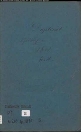 Kirchenbuchduplikat der evangelisch-lutherischen Münstergemeinde Herford, Kreis Herford (GHT 1872) (Gemeinde: Evangelische Münster-Gemeinde Herford)