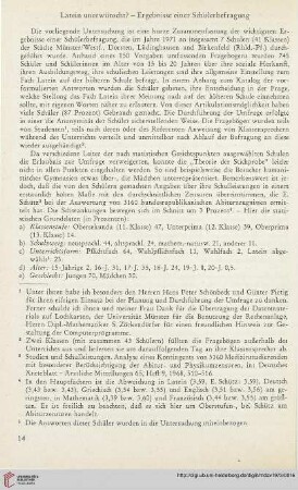 16: Latein unerwünscht? : Ergebnisse einer Schülerbefragung
