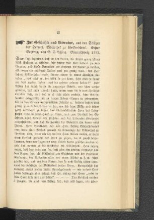 Zur Geschichte und Literatur.