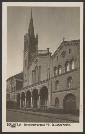 Ansichtskarte "Bernburgerstrasse 4-5, St. Lukas-Kirche“ [2/2]