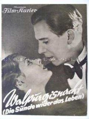 Filmzeitschrift zu dem deutschen Spielfilm "Walpurgisnacht (Die Sünde wider das Leben)"
