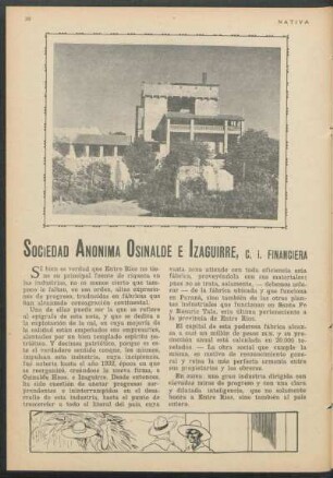Sociedad Anónima Osinalde e Izaguirre, C. I. Financiera