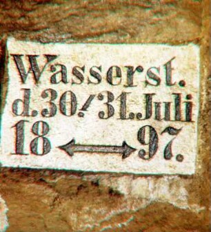 Wasserstandstafel im Rothschönberger Stolln im Freiberger Revier, Höhe Grube Beihilfe
