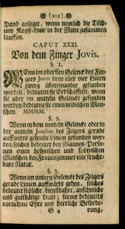 Caput XXXI. Von dem Finger Jovis