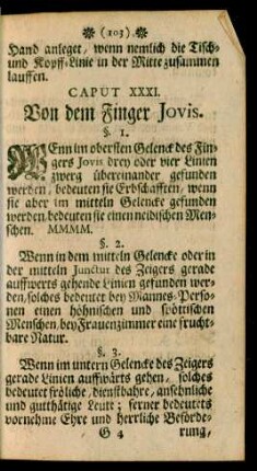 Caput XXXI. Von dem Finger Jovis