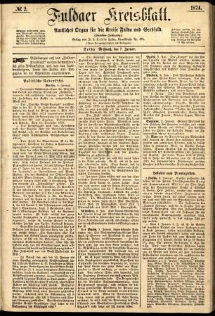 Ausgabe vom Mittwoch, den 07. Januar 1874.
