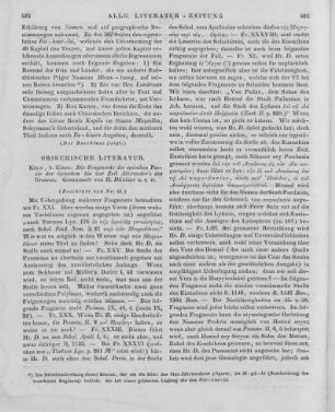 Die Fragmente der epischen Poesie der Griechen bis zur Zeit Alexander's des Grossen. Gesammelt von H. Düntzer. Köln: Eisen 1840 (Beschluss von Nr. 65)