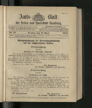 No. 78, 11. April 1920