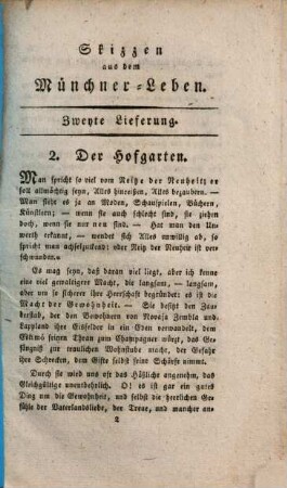 Skizzen aus dem Münchner Leben, 2. Lfg. : Mit einer Lithographie, eine Scene im Hofgarten vorstellend