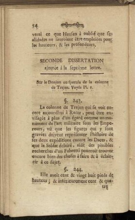 Seconde Dissertation ajoutée à la septième lettre.