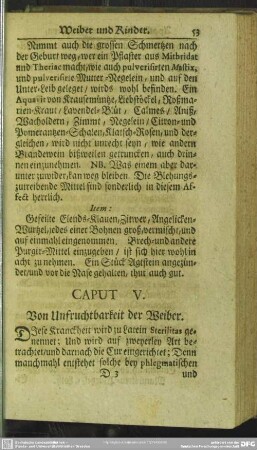 Caput V. Von Unfruchtbarkeit der Weiber