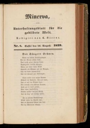 Minerva, Nr. 6, 10. August 1839