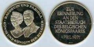 Medaille auf den Staatsbesuch des belgischen Königspaares in der Bundesrepublik