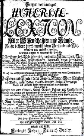 Grosses vollständiges Universal-Lexikon : welche bißhero durch menschlichen Verstand und Witz erfunden und verbessert worden, darinnen so wohl die Geographisch-Politische Beschreibung des Erd-Kreyses ..., 21. Mi - Mt