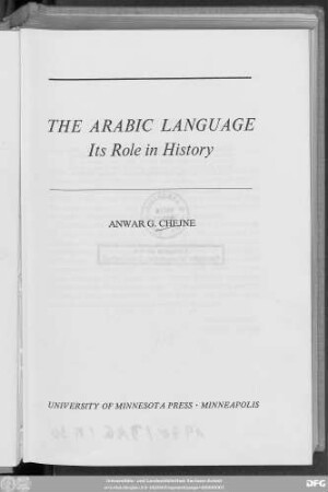 The Arabic language : its role in history