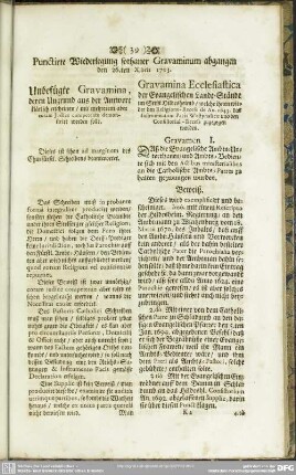 Punctirte Widerlegung sothaner Gravaminum abgangen den 26.ten X.bris 1703