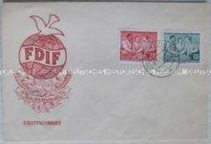 Ersttagsbrief mit Marken und Stempel zum Internationalen Frauentag