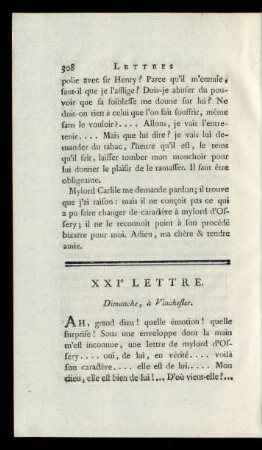 XXIe Lettre. Dimanche, à Vinchester.
