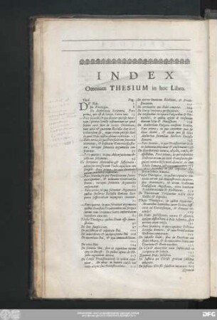 Index Omnium Thesium in hoc Libro.