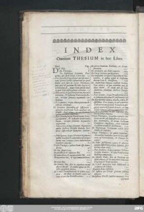 Index Omnium Thesium in hoc Libro.