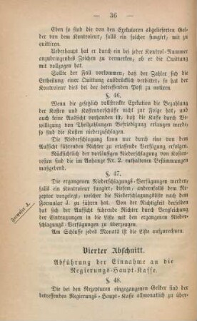 Vierter Abschnitt. Abführung der Einnahme an die Regierungs-Haupt-Kasse
