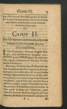 Caput II. De librorum sacrorum, seu textuum Hebraeorum ... essentialibus.