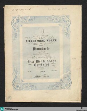 Sechs Lieder ohne Worte für das Pianoforte : op. 53; 4tes Heft
