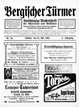 Bergischer Türmer. 1905-1912
