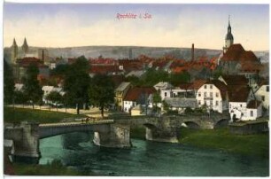 Rochlitz. Blick auf Rochlitz mit Muldenbrücke