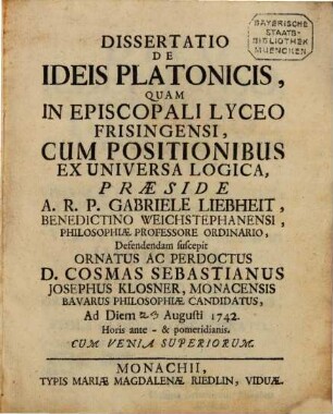Diss. ... de ideis Platonicis