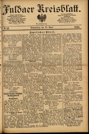 Erste Ausgabe vom Donnerstag, den 18. April 1895.