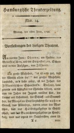 Nro. 24. Montag, den 18ten Juny, 1792