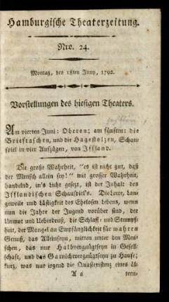 Nro. 24. Montag, den 18ten Juny, 1792