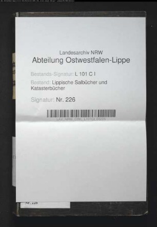 Konzept des Salbuchs des Amtes Schötmar von 1856, Bd. 3