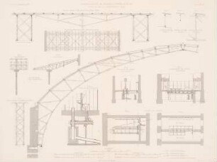 Königliche Ostbahn. Ostbahnhof, Berlin: Details der Hallen und Retiraden (aus: Atlas zur Zeitschrift für Bauwesen, hrsg. v. G. Erbkam, Jg. 20, 1870)