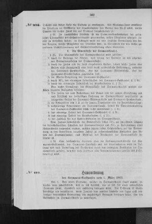 Hausordnung des Seemanns-Gasthauses vom 1. März 1863.