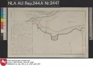 Der kaiserliche Domanial- und Stadt Emdische Anwachs an der Süd- und Nordseite des Emdischen Fahrwassers zwischen Borßum, Nesserland, Emden und Larrelt Kolorierte Zeichnung von J. N. Franzius Papier auf Leinen Format 49,7x31,0 M 1:13.800 (ca)