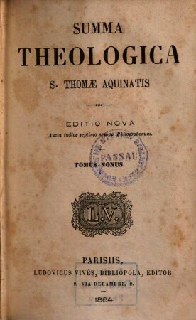 Summa theologica S. Thomae Aquinatis. 9