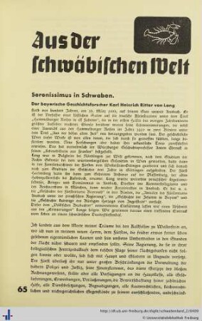 Serenissimus in Schwaben.
