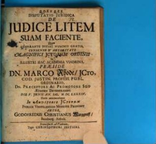 Disputatio Juridica De Judice Litem Suam Faciente
