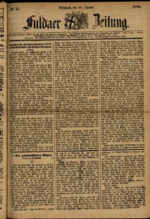 Ausgabe vom Mittwoch, den 20. Januar 1886.
