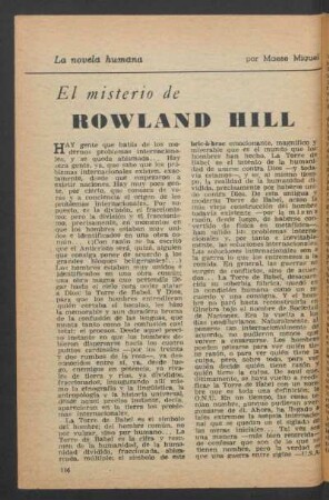 El misterio de Rowland Hill : La novela humana