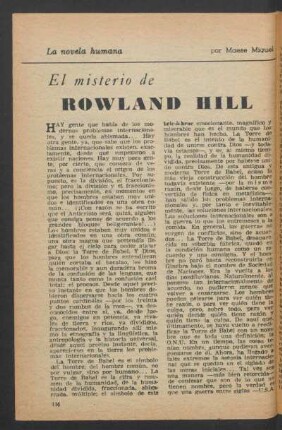 El misterio de Rowland Hill : La novela humana