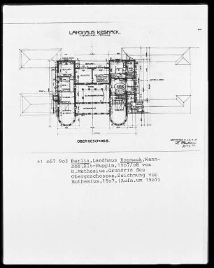 Landhaus Kosmack in Berlin (Grundriß des Obergeschosses)