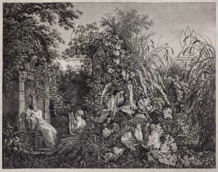 Paar in phantastischem Garten