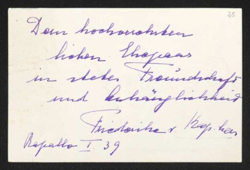 Brief von Friederike von Kap-herr an Gerhart Hauptmann und Margarete Hauptmann
